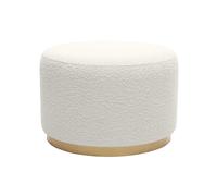 Pouf rond en tissu effet laine bouclée blanc cassé et métal doré D54 cm AMAYA