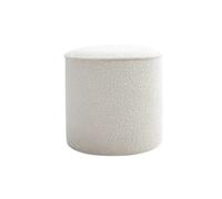 Miliboo Pouf Rond en Tissu Effet Laine bouclée Blanc D40 cm Paul