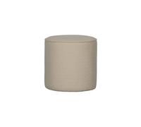 Pouf rond en tissu effet peau de mouton crème, cylindrique, fixe - Woood, Sara - Ø46 cm H46 cm
