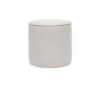 Pouf rond en tissu effet velours texturé beige D40 cm PAUL