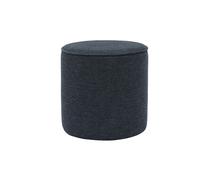 Pouf rond en tissu effet velours texturé bleu foncé D40 cm PAUL