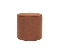 Pouf rond en tissu effet velours texturé terre brûlée D40 cm PAUL