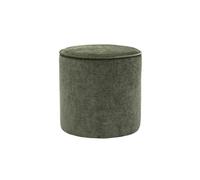 Pouf rond en tissu effet velours vert kaki D40 cm PAUL