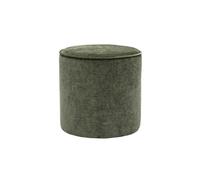 Pouf rond en tissu effet velours vert kaki D40 cm PAUL