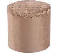 Pouf rond en tissu kaki - Repose-pieds bas empilable et tabouret de table basse 32 x 27,9 cm - Décoration d'intérieur polyvalente et élégante solution d'assise pour salon et chambre à coucher