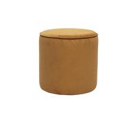 Pouf rond en tissu velours côtelé jaune curry D40 cm PAUL