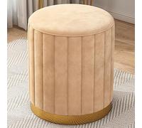 Pouf rond en velours avec couvercle amovible - Solution de rangement élégante pour salon, chambre à coucher et salle de maquillage - Repose-pieds multifonction