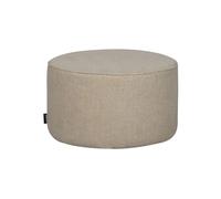 Pouf rond en velours blanc cassé, uni, pieds plastique, siège/table d'appoint, fixe - Woood, Sara - Ø60x36 cm