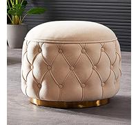 Pouf rond en velours de qualité supérieure avec espace de rangement, repose-pieds moderne et tabouret de rangement pour salon ou chambre à coucher, 48 x 48 x 43 cm, blanc, décoration élégante et