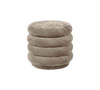Pouf Rond en Velours Délavé Beige