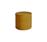 Pouf rond en velours ocre, grand, uni, fixe, cylindrique - Woood, Sara - Ø46x46 cm