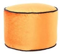Pouf Rond en Velours "Taj Mahal" 47cm Bronze Orange G