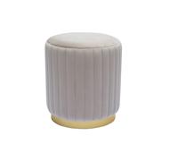 Pouf rond en velours taupe et métal doré D40 cm DONA