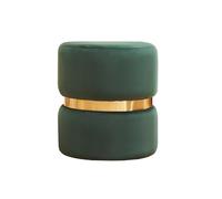 Pouf rond en velours vert foncé et métal doré d40 cm joy