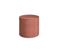 Pouf rond en velours vieux rose, fixe, rembourré, cylindrique - Woood, Sara - Ø46xH46 cm
