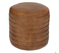 Pouf rond ""Gaj"" D40cm marron - Atmosphera createur d'interieur