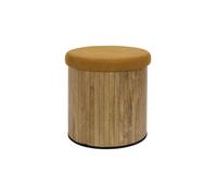 Pouf Rond - HOME DECO FACTORY - Jules - Côtelé - Jaune