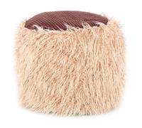 Pouf Rond Imitation Fourrure "Bobtail" 45cm Beige