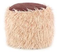 Pouf Rond Imitation Fourrure "Bobtail" 45cm Beige