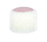 Pouf Rond Imitation Fourrure "Bobtail" 45cm Blanc