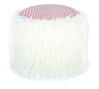 Pouf Rond Imitation Fourrure "Bobtail" 45cm Blanc