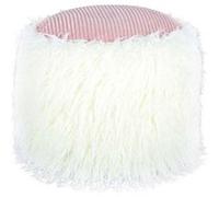 Pouf Rond Imitation Fourrure "Bobtail" 45cm Blanc