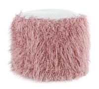 Pouf Rond Imitation Fourrure "Bobtail" 45cm Rose Rose G