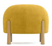 Pouf Rond - Merv - Moutarde - Velours Côtelé - Pieds en Bois Naturel - 1 Place