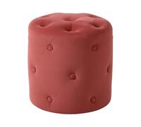 Pouf Rond Moderne Capitonné Décoration Salon Repose-Pieds Rouge Corail Corolla