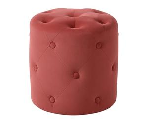 Pouf Rond Moderne Capitonné Décoration Salon Repose-Pieds Rouge Corail Corolla