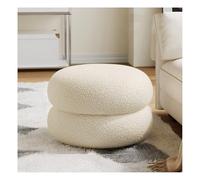 Pouf rond moderne en laine pelucheuse - Tabouret de coiffeuse rembourré polyvalent - Accent chic pour salon et espace de maquillage - 35 x 35 x 22 cm