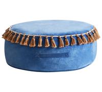 Pouf Rond Moderne en Velours Glamour Salon Chambre à Coucher Bleu Gotha