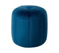 Pouf Rond Moderne en Velours Glamour Salon Chambre à Coucher Bleu Selby