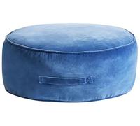 Pouf Rond Moderne en Velours Glamour Salon Chambre à Coucher Bleu Yulle