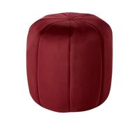 Pouf Rond Moderne en Velours Glamour Salon Chambre à Coucher Rouge Foncé Selby