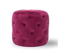 Pouf rond moderne en velours touffeté pour salon, chambre à coucher, entrée, repose-pieds multifonction, tabouret et table basse, confortable et décoratif, rose 45 x 45 x 41 cm