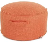 Pouf rond ottomane avec fermeture éclair, repose-pieds portable en coton et lin pour salon, chambre à coucher, canapé empilable, repose-pieds lavable, tissu double couche C-40 x 20 cm