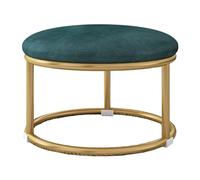 Pouf rond rembourré avec boutons touffetés, repose-pieds en simili cuir, étagère en métal, décoration chic pour entrée, salon, chambre à coucher, repose-pieds