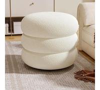 Pouf rond rembourré en bouclette - Repose-pieds rembourré doux pour salon, chambre à coucher, canapé - Design moderne