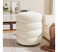 Pouf rond rembourré en bouclette - Repose-pieds rembourré doux pour salon, chambre à coucher, canapé - Design moderne