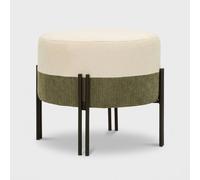 Pouf rond rembourré en polyester et métal Tedy Sculptural Accent