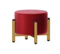 Pouf rond rembourré en velours avec pieds en métal doré, repose-pieds moderne avec housse amovible lavable, tabouret ou repose-pieds, 3 options de hauteur, tissu velours luxueux, design élégant Co