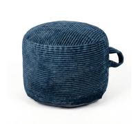 Pouf rond rembourré en velours côtelé avec rembourrage en morceaux de mousse, pouf de rangement en fourrure et moelleux, 50 x 35 cm, repose-pieds pour salon (bleu marine)