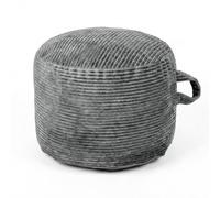 Pouf rond rembourré en velours côtelé avec rembourrage en morceaux de mousse, pouf de rangement en fourrure et moelleux, 50 x 35 cm, repose-pieds pour salon (gris foncé)