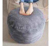 Pouf Rond rembourré en Velours côtelé - Repose-Pieds Moelleux en Mousse, Pouf de Rangement 50,8 x 38,1 cm pour Le Salon, poufs en Fourrure Gris foncé pour Une décoration intérieure chaleureu