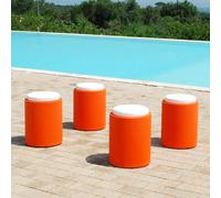 POUF ROND TABOURET SIÈGE JARDIN BORD DE PISCINE HYDROFUGE APPUI BLANC