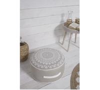 Pouf rond TODAY Slow Life - 45 x 20 cm - 100% Coton - Poignées latérales en velours - Beige