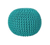Pouf rond tressé en tricot Vert turquoise