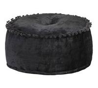 Pouf Rond Velours 40x20 cm Anthracite Gris G