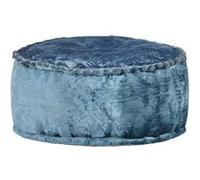 Pouf Rond Velours 40x20 cm Bleu Bleu G